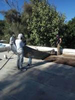 הלחמת יריעות ביטומניות לגג שמבצעת חברת "מבראשית איטום בניה ושיקום"